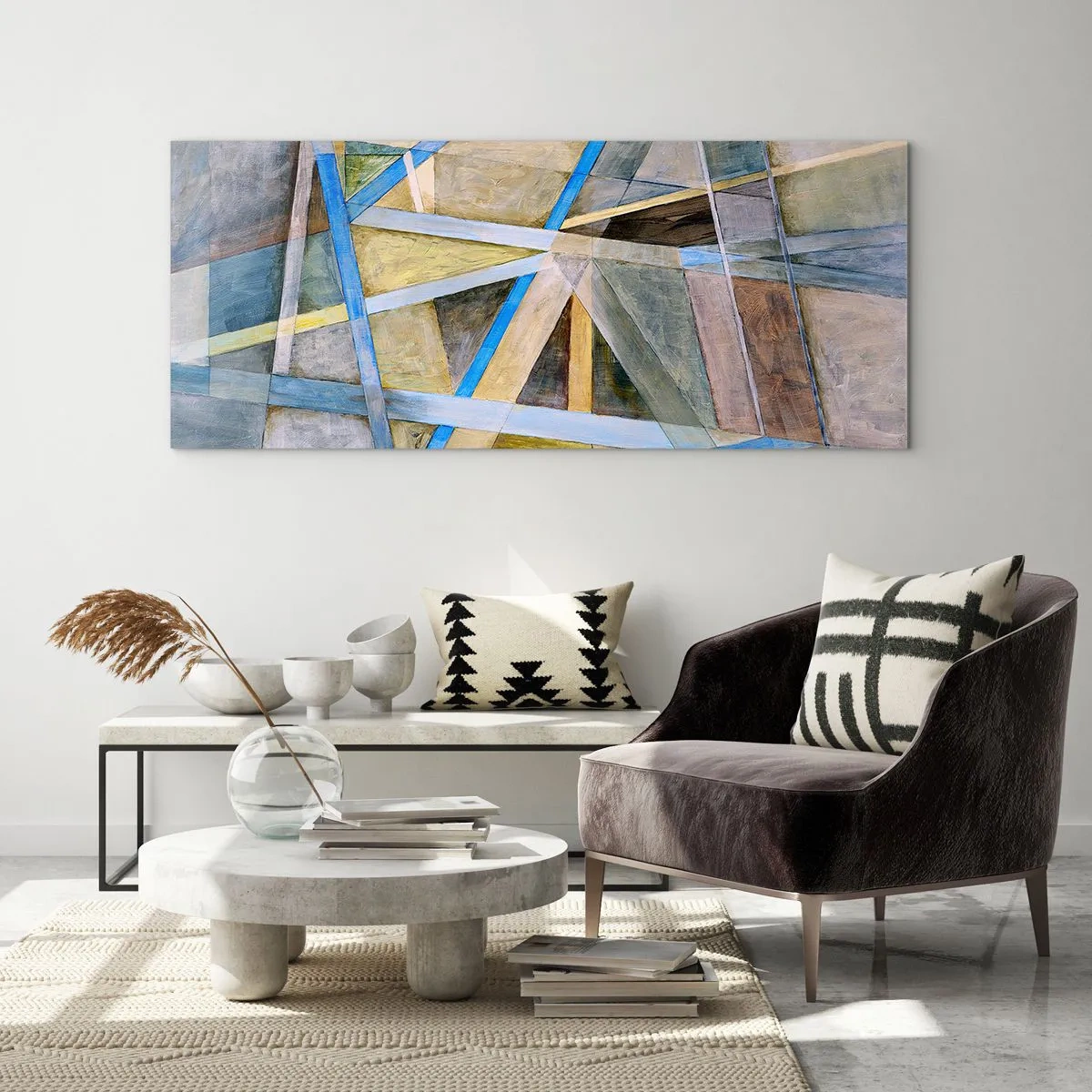 Tablou pe sticlă - Drept sau de-a curmezișul? - 100x40 cm