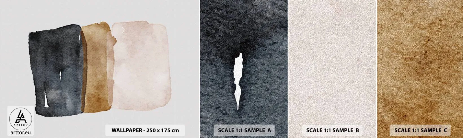 Mostră de Tapet Standard Eco - Compoziția culorilor pământului - Abstracția, Bucată, Minimalism - 100x30 cm