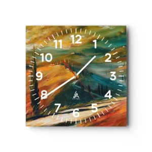Ceas de perete - Ceas pe sticlă - Peisaj toscan - 30x30 cm