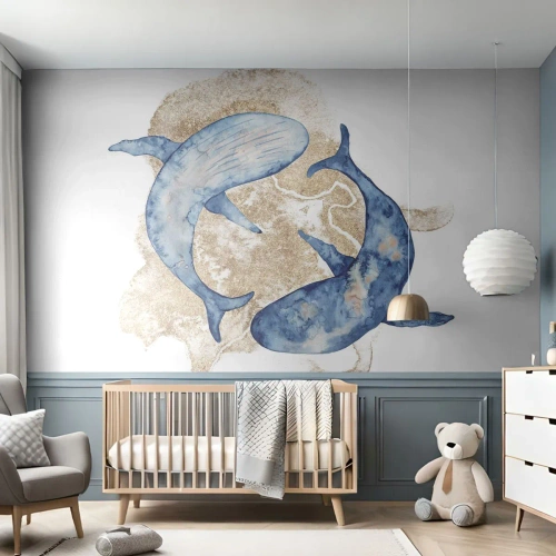 Tapet Premium Canvas - Prietenie sau iubire? - Delfinii, Abstracția, Bucată - 250x175 cm