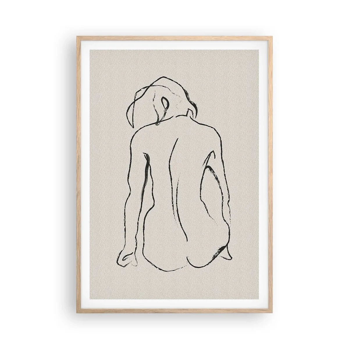 Poster în ramă de stejar deschis - Nud de fată - 70x100 cm