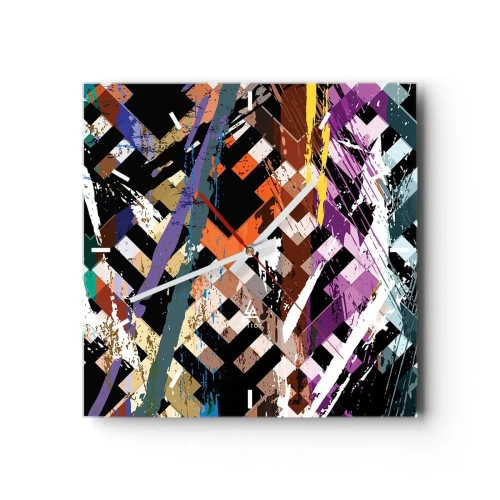 Ceas de perete - Ceas pe sticlă - La pătrat - 30x30 cm