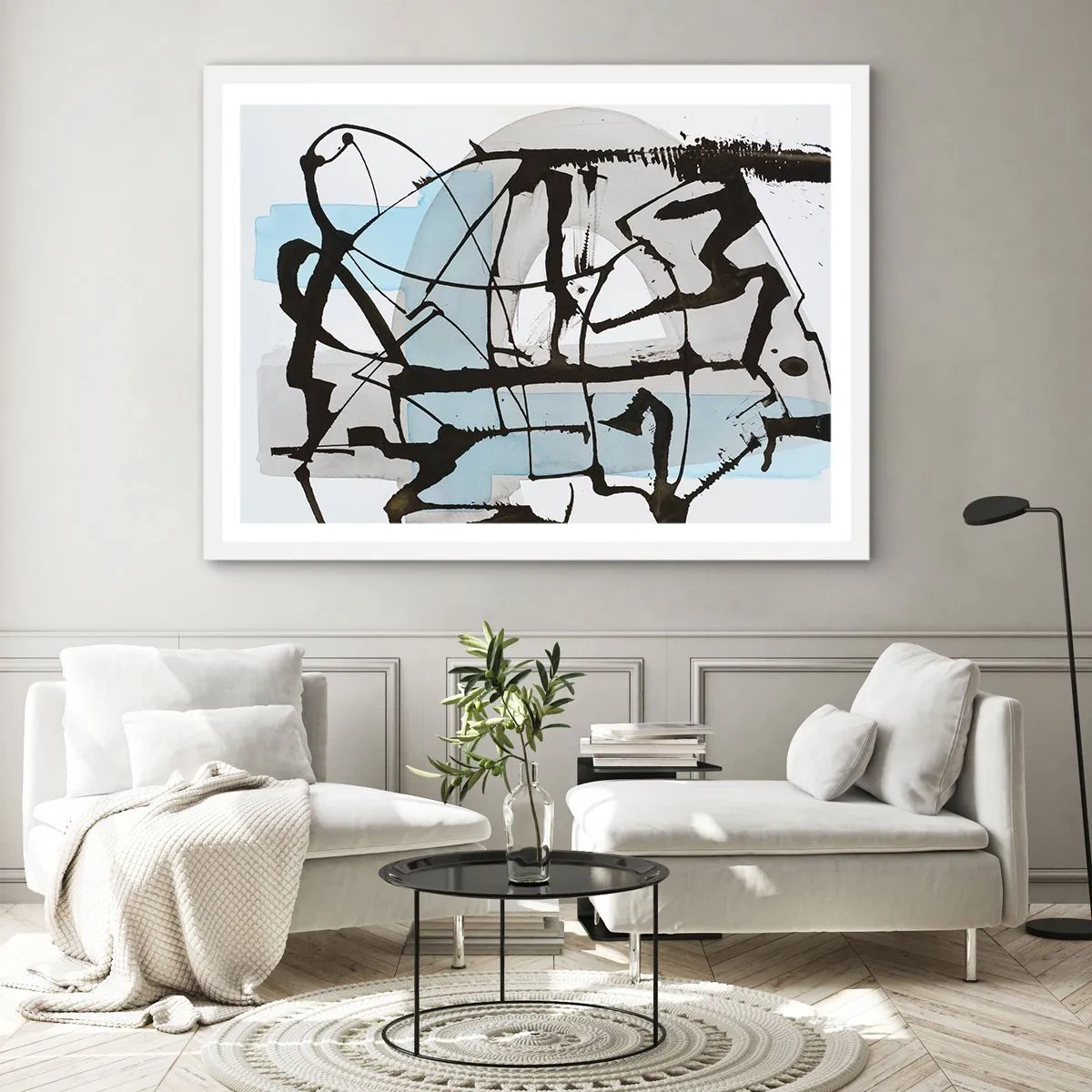 Poster în ramă albă - Cu toate acestea, albastru - 70x50 cm