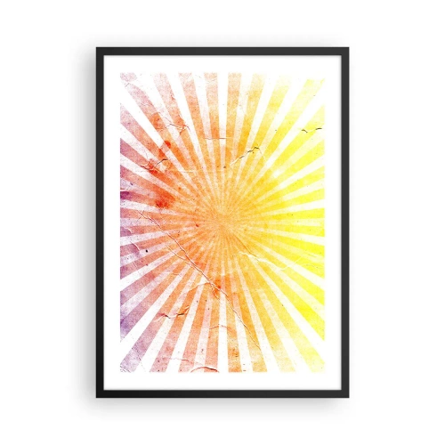 Poster în ramă neagră - Model abstract de raze în nuanțe de galben și roșu - 50x70cm - Răsărituri și apusuri de soare - Decorațiune modernă pentru perete pentru living și dormitor ARTTOR
