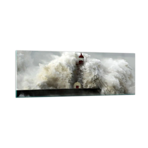 Tablou pe sticlă - Mânia oceanului - 90x30 cm