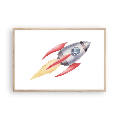 Poster în ramă de stejar deschis - Mai sus, mai repede, mai departe - 91x61 cm