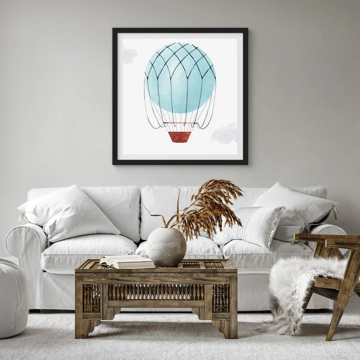 Poster în ramă neagră - Complet în nori - 30x30 cm