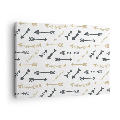 Tablou pe pânză Canvas - Un model minimalist cu săgeți în culori bej și gri. - 70x50cm - Visul arcașului - Decorațiune modernă pentru perete pentru living și dormitor ARTTOR