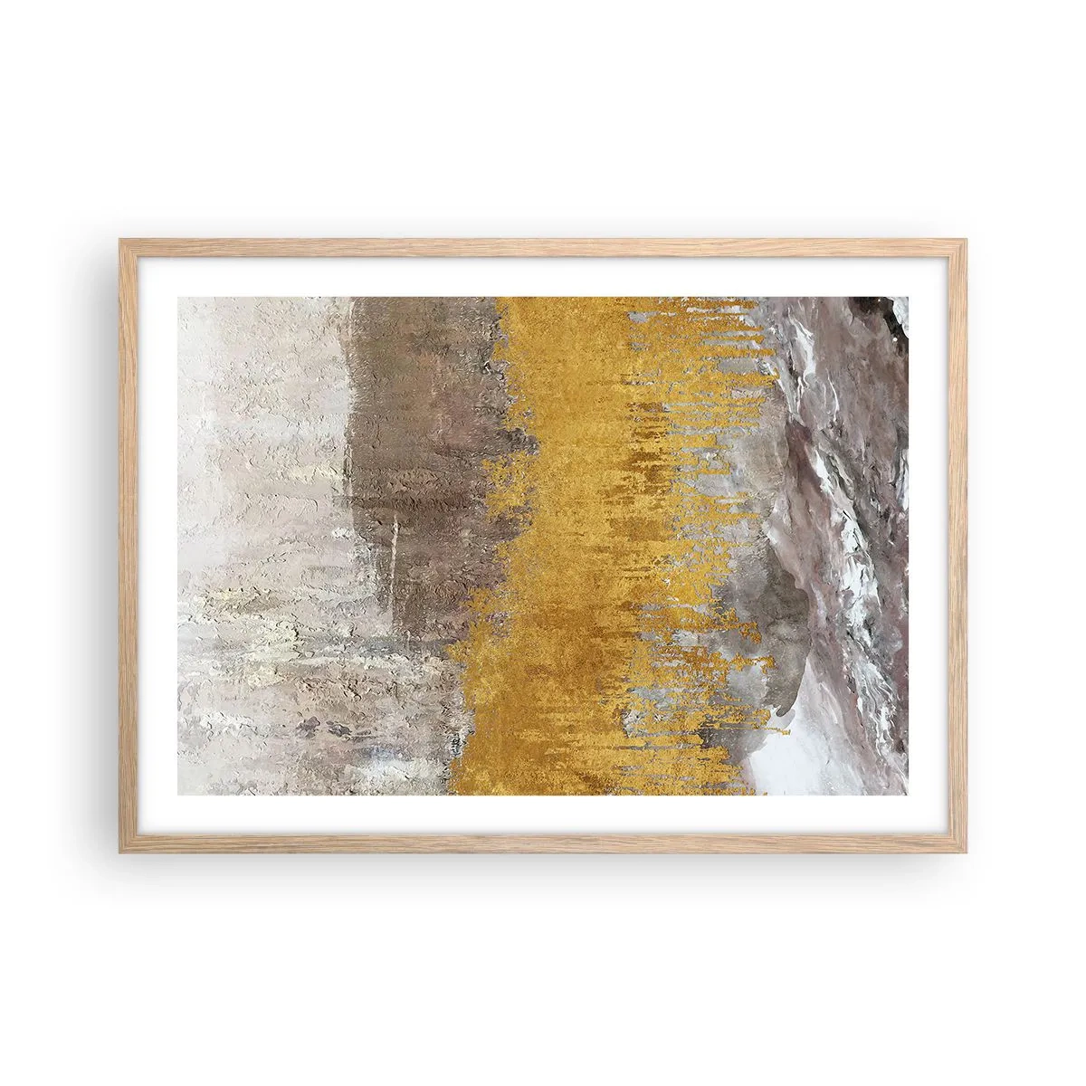 Poster în ramă de stejar deschis - O suflare de aur - 70x50 cm