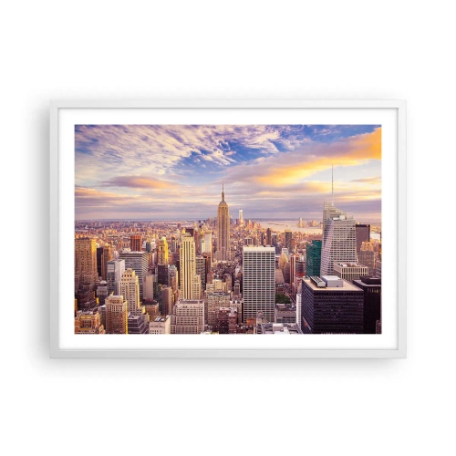 Poster în ramă albă - Ajungeți la nori înșiși - 70x50 cm