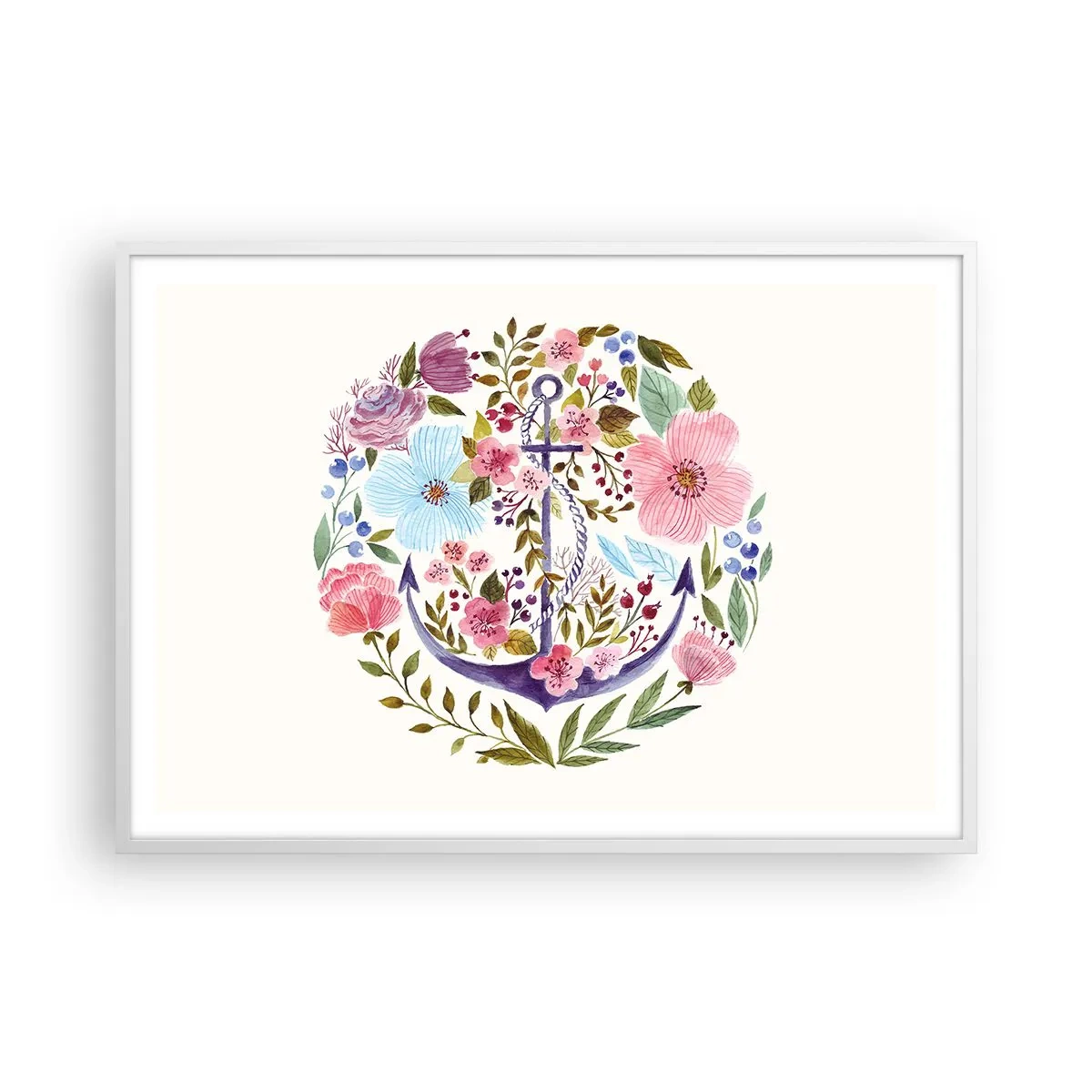 Poster în ramă albă - Somnul bun al marinarului - 100x70 cm