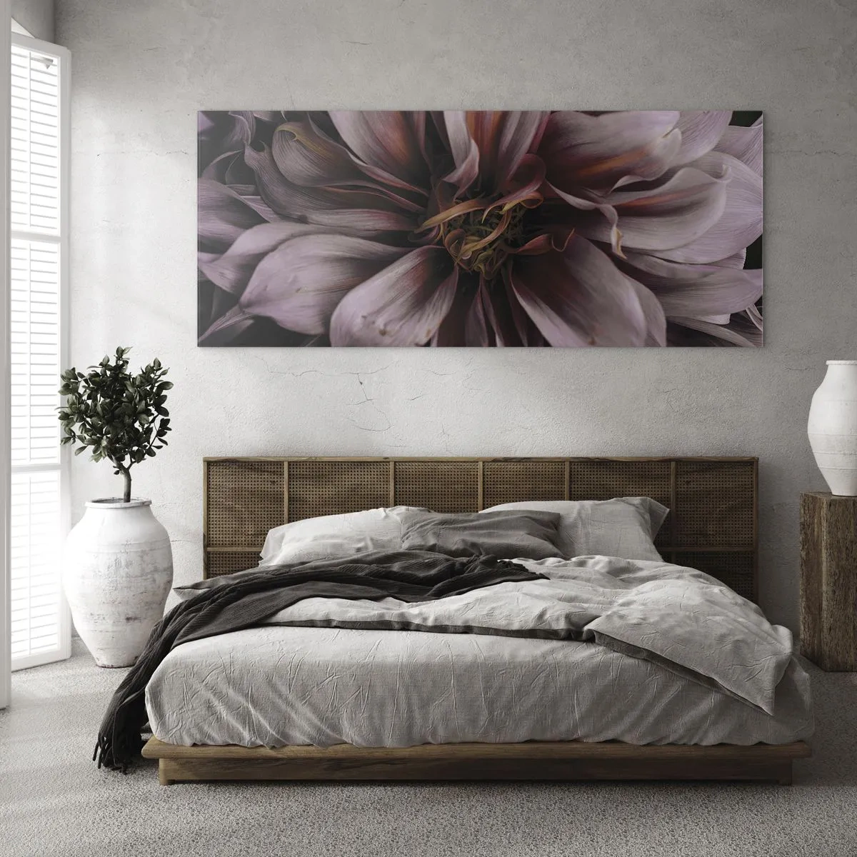 Tablou pe sticlă - Inimă florală - 100x40 cm