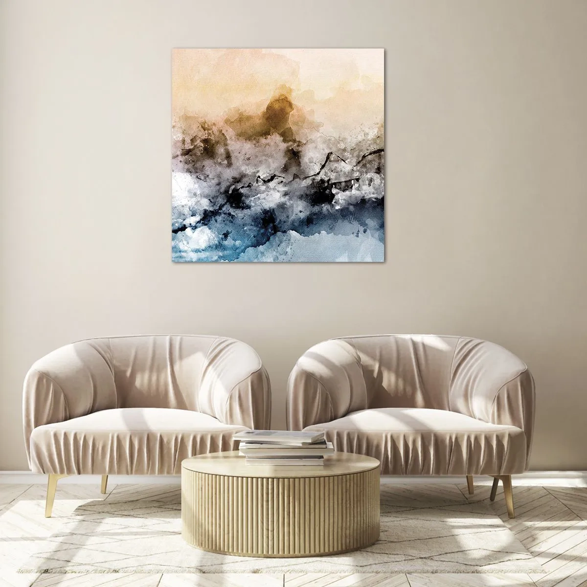 Tablou pe sticlă - Scufundate într-un vârtej de ceață - 70x70 cm