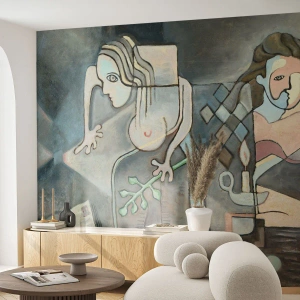Tapet Standard Eco - O compoziție abstractă a două figuri într-o formă geometrică. - 100x70cm - Un mozaic de spirit și materie - Decorațiune modernă pentru perete pentru living și dormitor ARTTOR