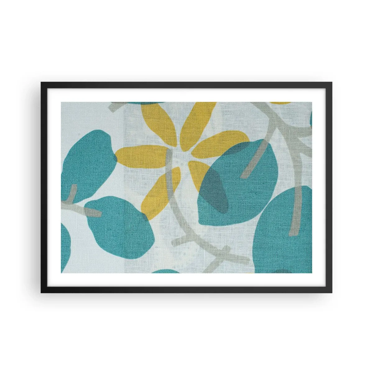 Poster în ramă neagră - Printre frunzele de azur - 70x50 cm