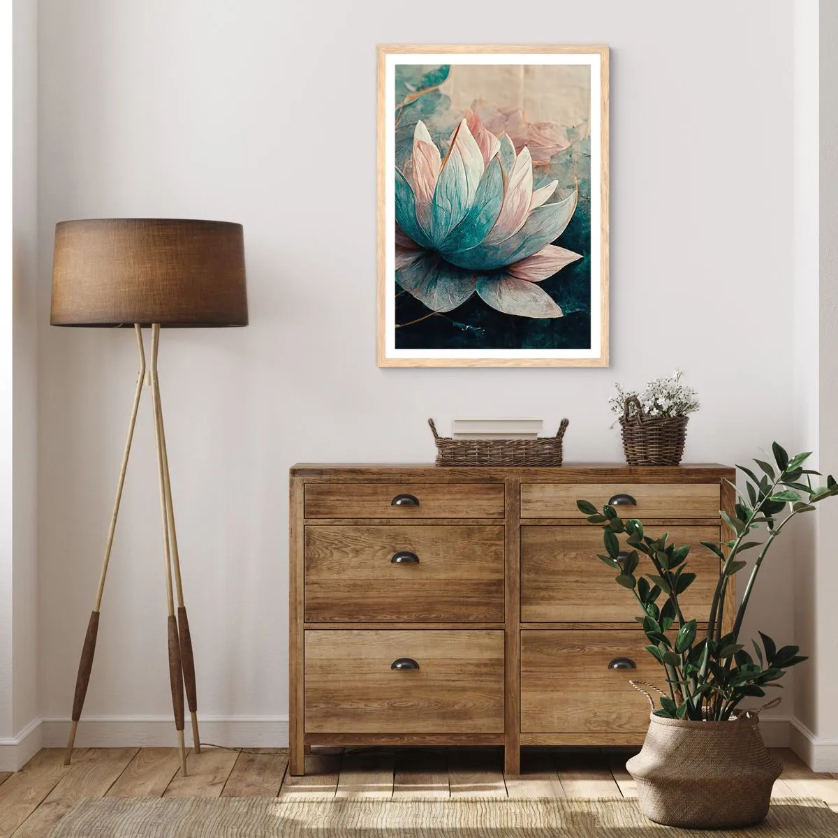 Poster în ramă de stejar deschis - Stele de lac - 50x70 cm