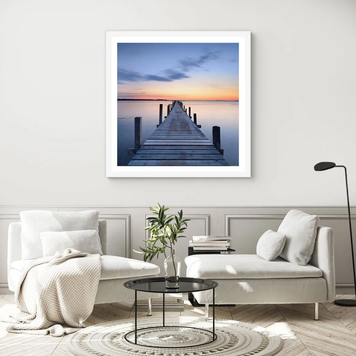 Poster în ramă albă - Calmul unui amurg senin - 50x50 cm