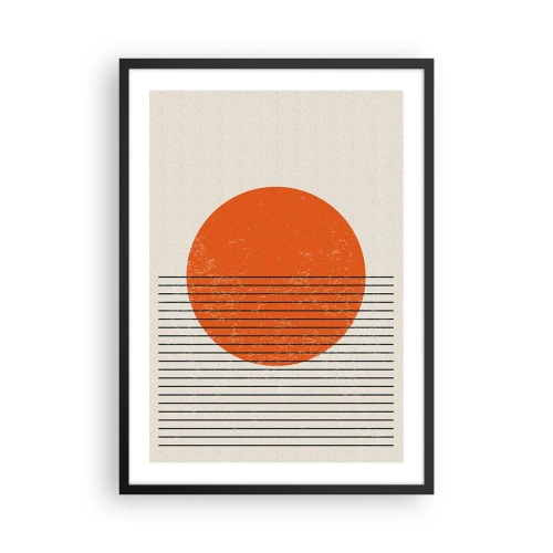 Poster în ramă neagră - Un apus de soare minimalist într-o formă geometrică - 50x70cm - Întotdeauna soarele - Decorațiune modernă pentru perete pentru living și dormitor ARTTOR