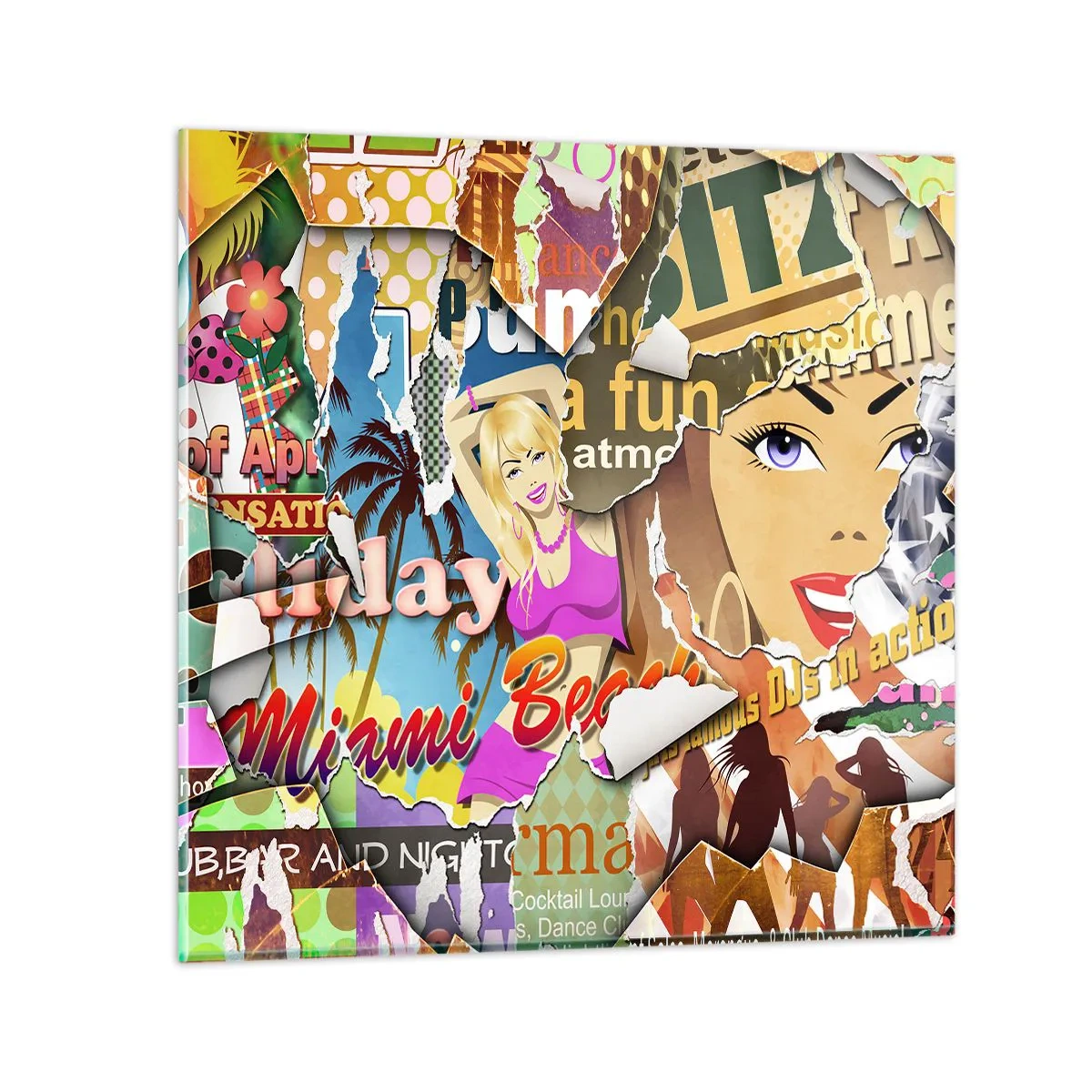 Tablou pe sticlă - Flashback-uri de vacanță - 50x50 cm