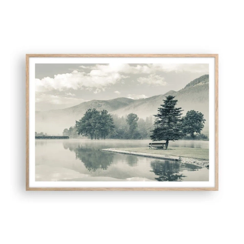 Poster în ramă de stejar deschis - Lacul încă doarme - 100x70 cm
