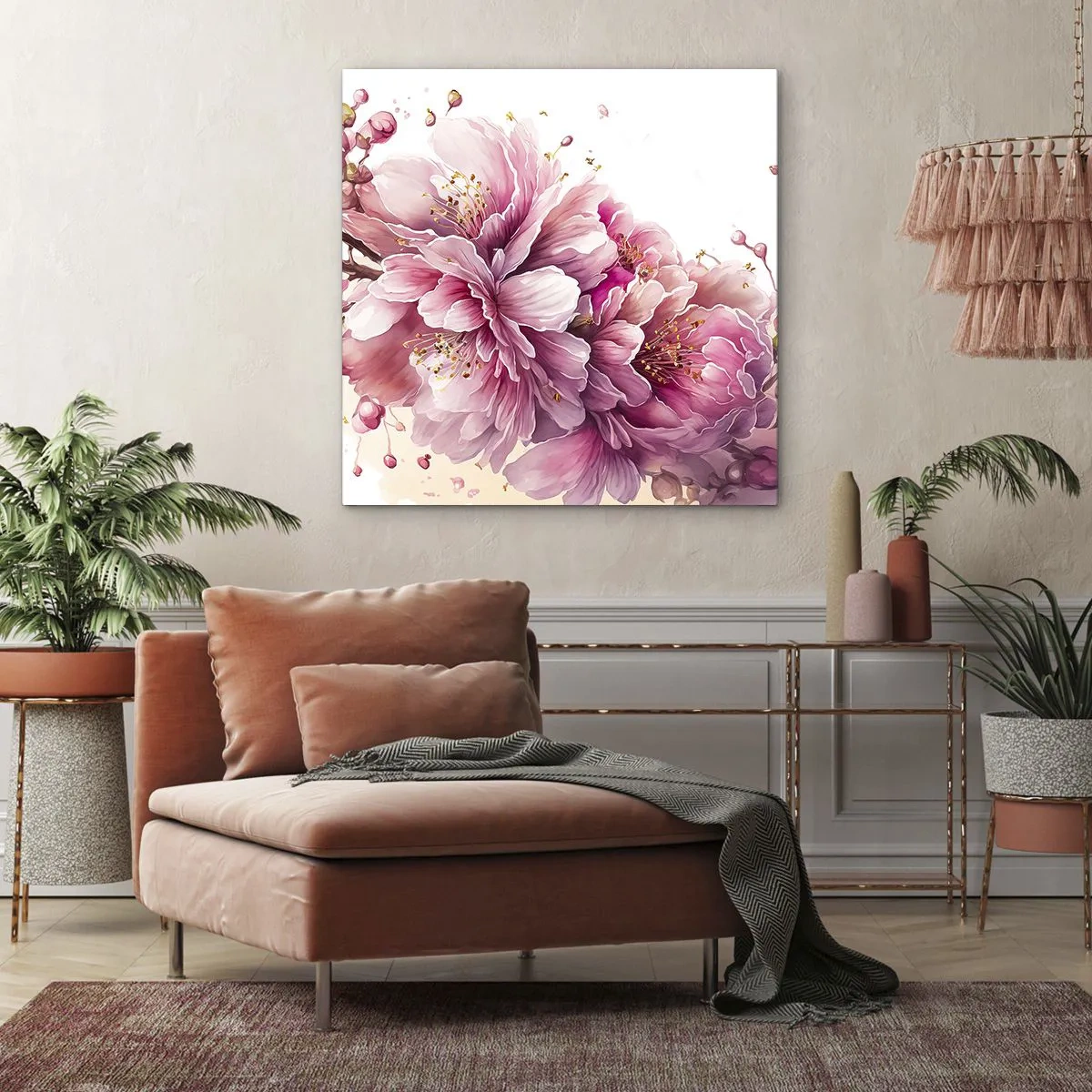 Tablou pe pânză - Flori de cireș - 70x70 cm
