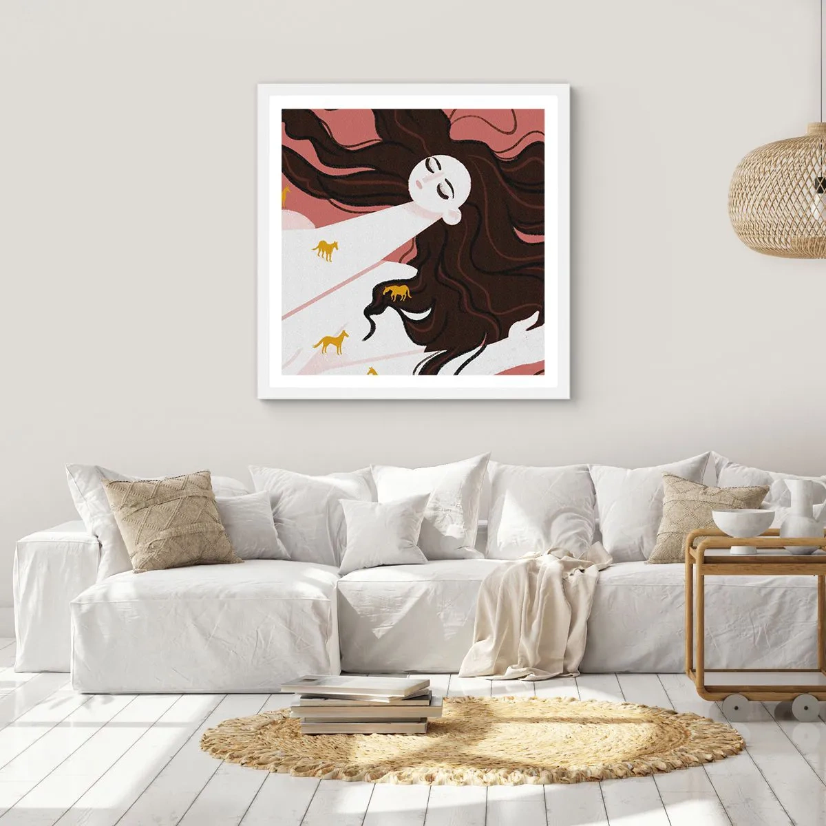 Poster în ramă albă - Visul despre calul de aur - 40x40 cm