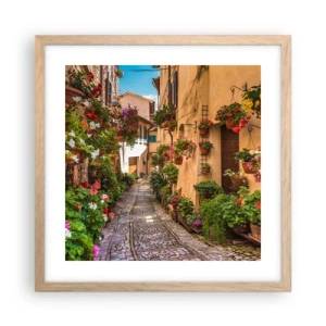 Poster în ramă de stejar deschis - Străduță italiană - 40x40 cm