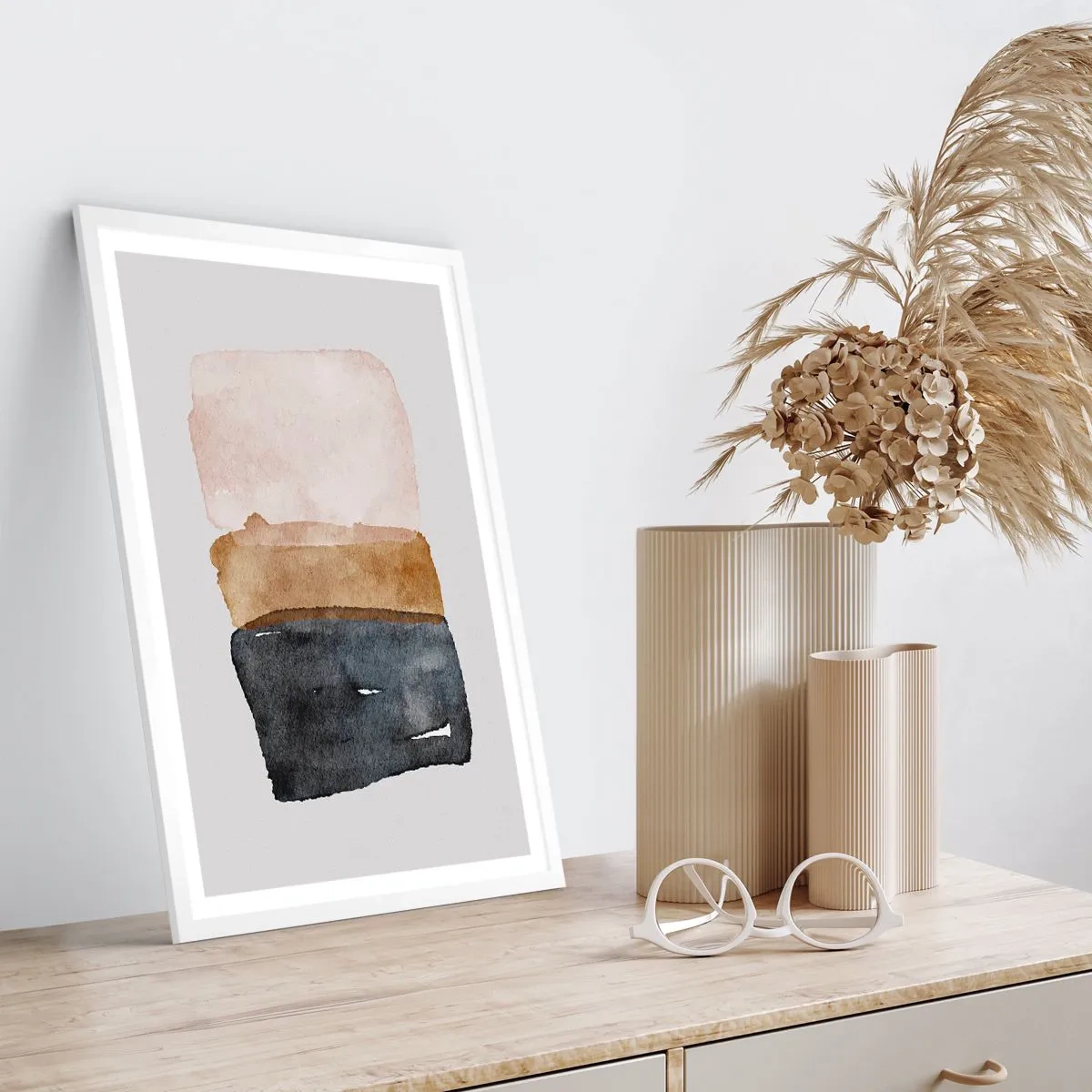 Poster în ramă albă - Compoziția culorilor pământului - 61x91 cm