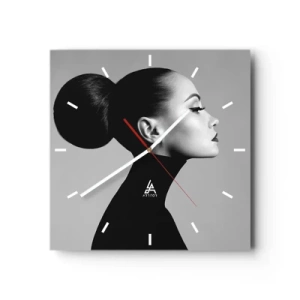 Ceas de perete - Ceas pe sticlă - Nefertiti contemporană - 40x40 cm