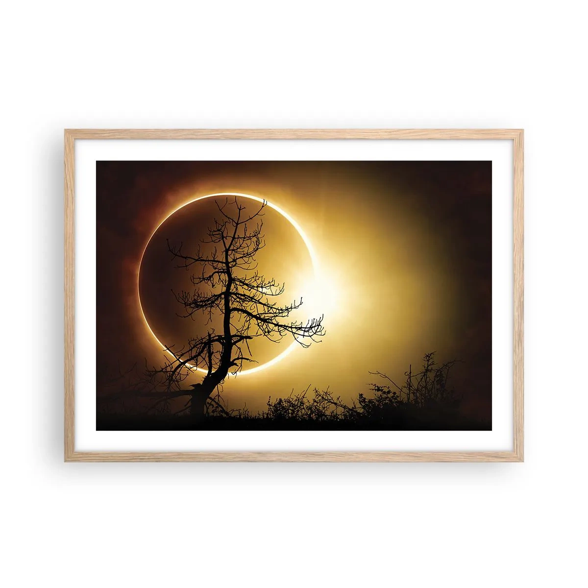 Poster în ramă de stejar deschis - Eclipsă totală - 70x50 cm