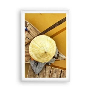 Poster în ramă albă - Viața pe râul galben - 61x91 cm