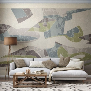 Tapet Premium Sand - Compoziție din spatele geamului - Forme, Abstracția, Pastel - 350x256 cm