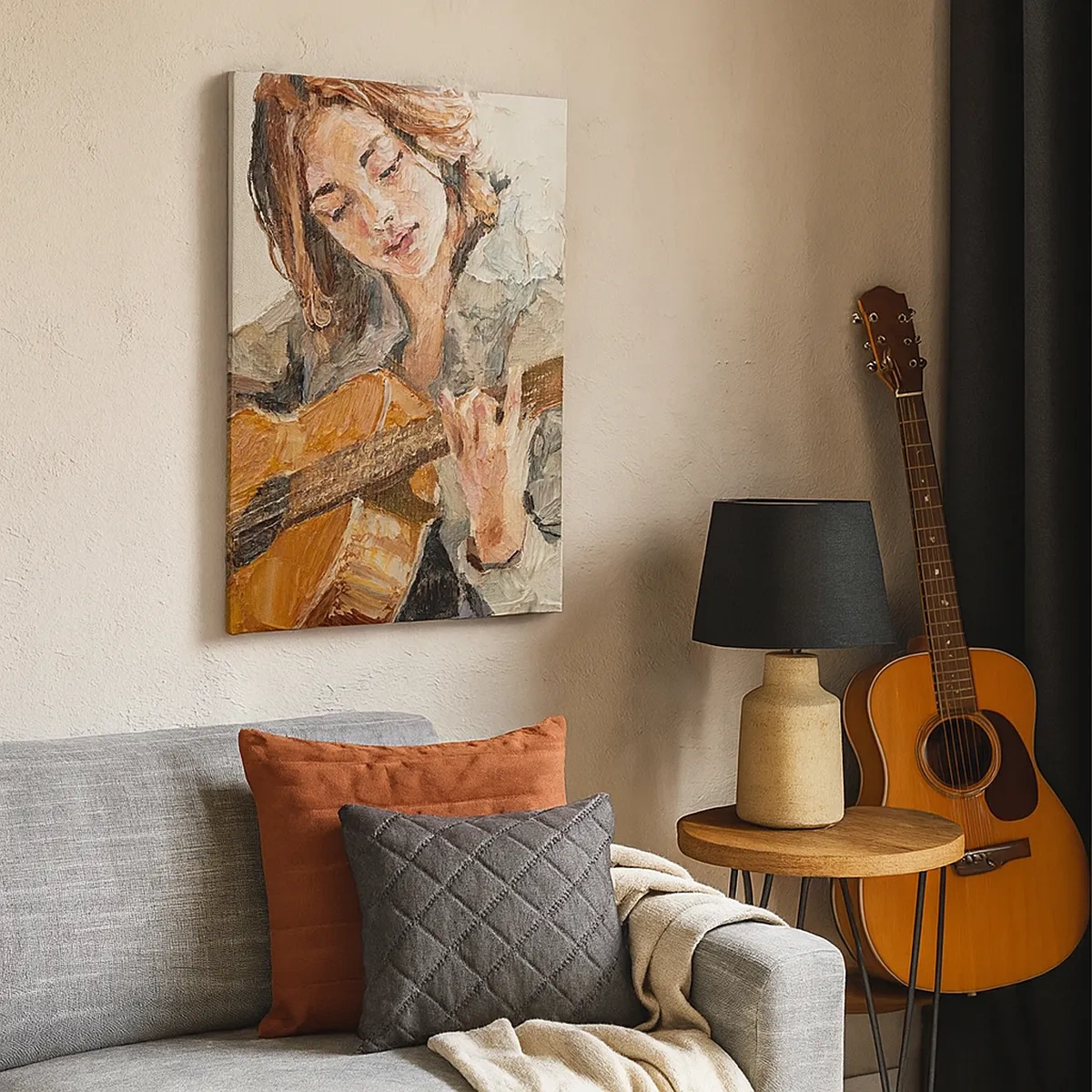 Tablou pe pânză - Concert pentru chitară și inima unei fete - 50x70 cm