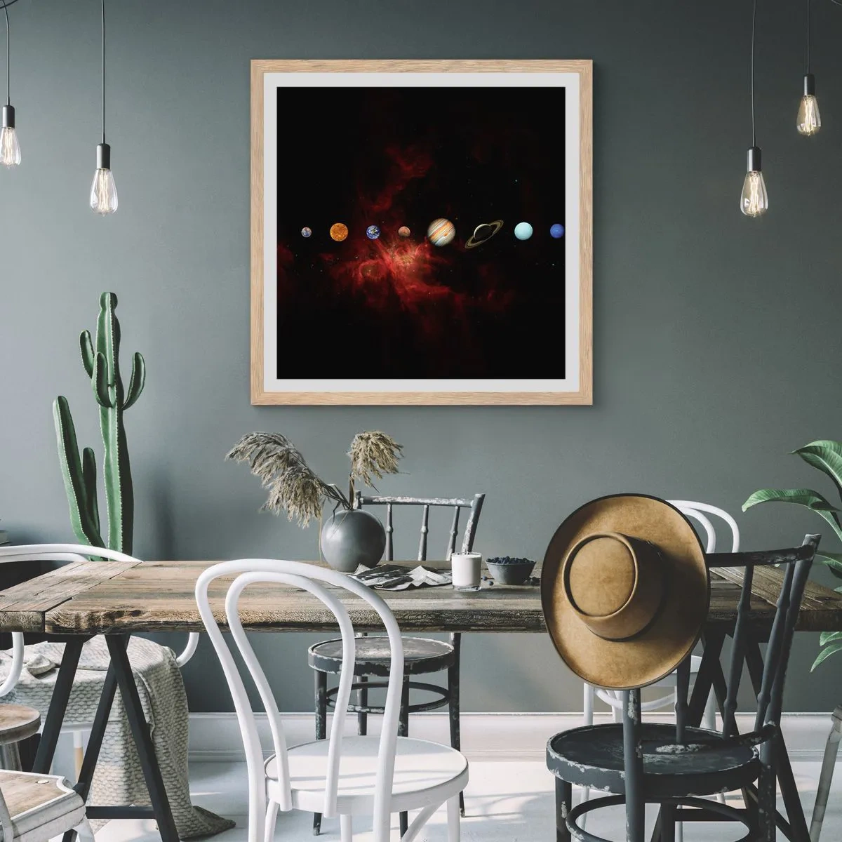 Poster în ramă de stejar deschis - Cartierul nostru - 50x50 cm