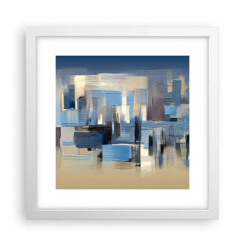 Poster în ramă albă - Construcție albastră - 30x30 cm