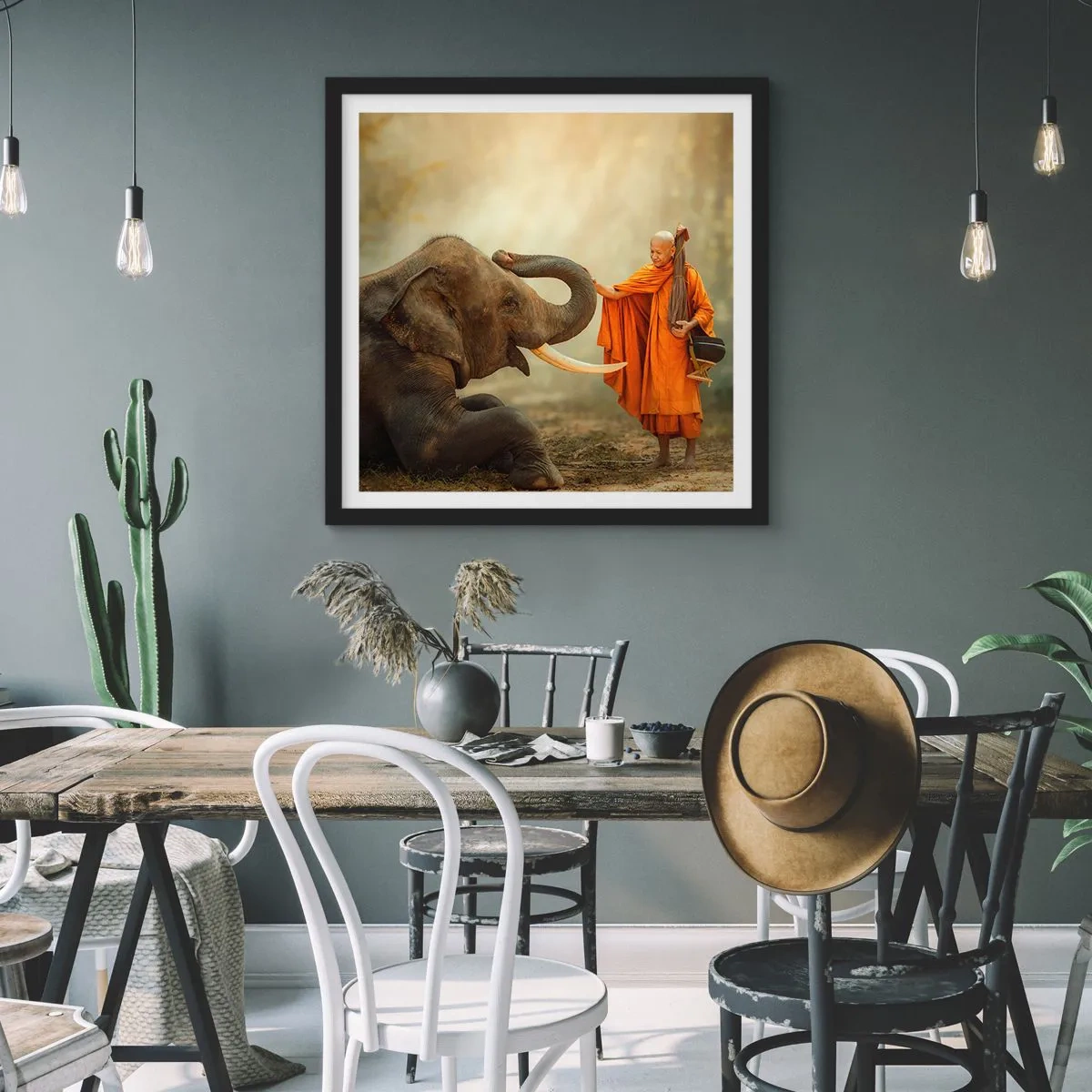 Poster în ramă neagră - Întâlnire în călătorie - 50x50 cm