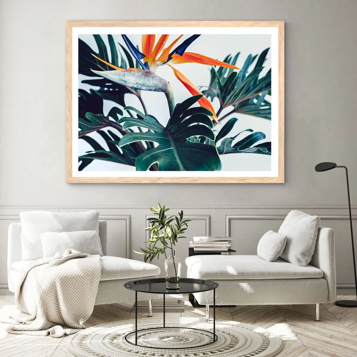 Poster în ramă de stejar deschis - Tufiș sau pasăre? - 40x30 cm