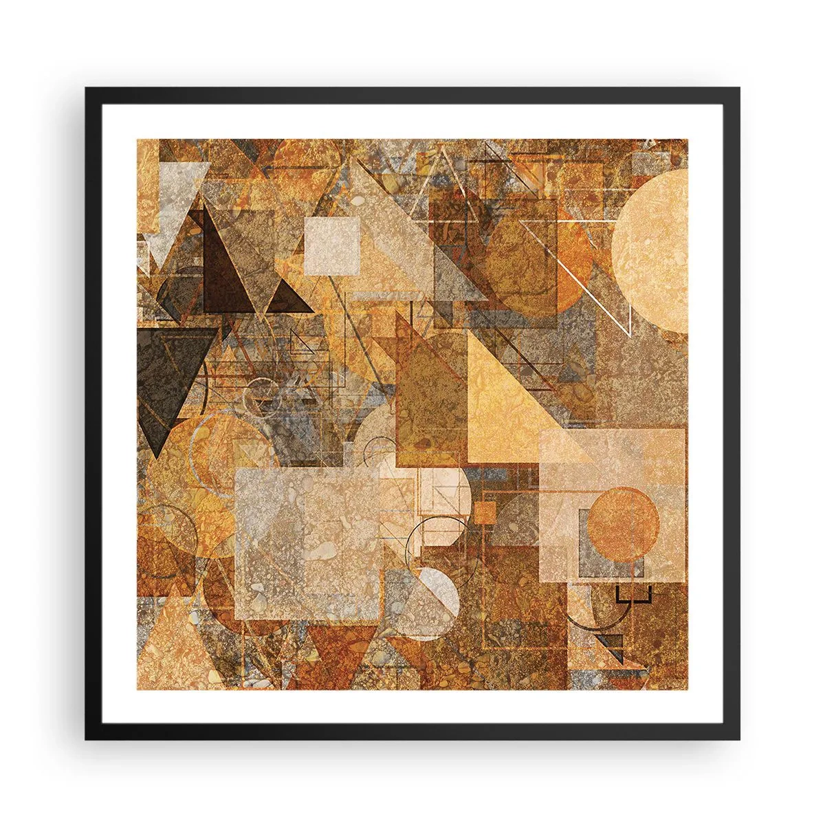 Poster în ramă neagră - Studiu cubist de bronz - 60x60 cm