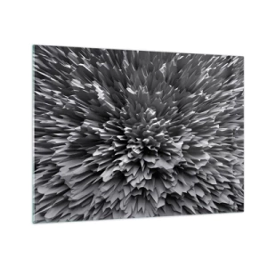 Tablou pe sticlă - Structură 3D abstractă alb-negru cu margini ascuțite - 70x50cm - Mai ascuțit nu se poate - Decorațiune modernă pentru perete pentru living și dormitor ARTTOR
