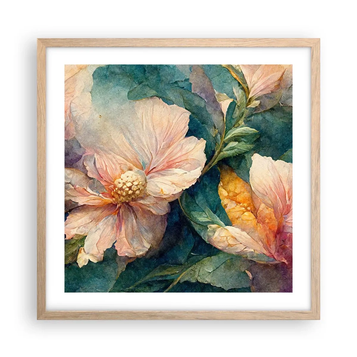 Poster în ramă de stejar deschis - Subtilitate pură - 50x50 cm