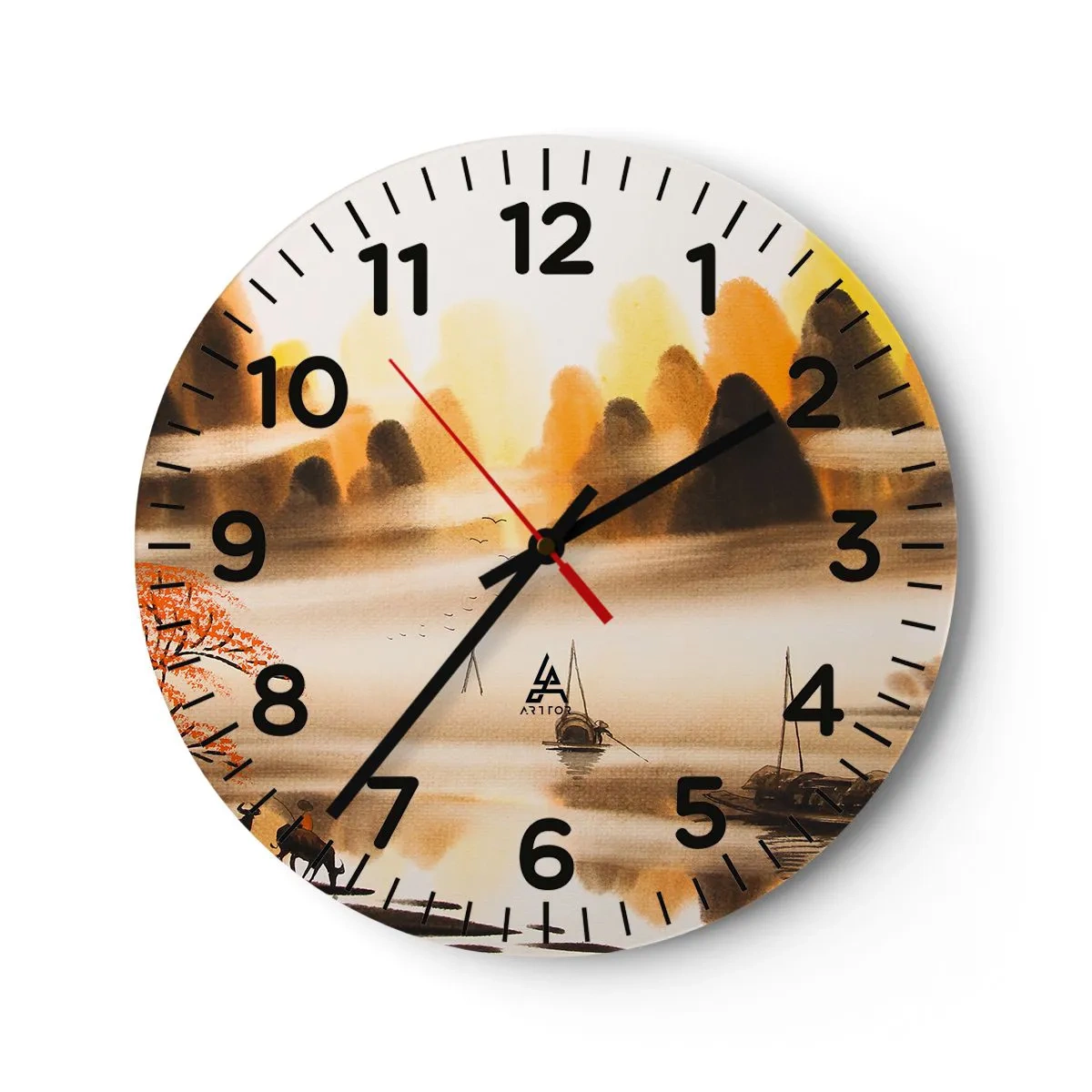 Ceas de perete - Ceas pe sticlă - Mai departe decât Orientul Îndepărtat - 30x30 cm