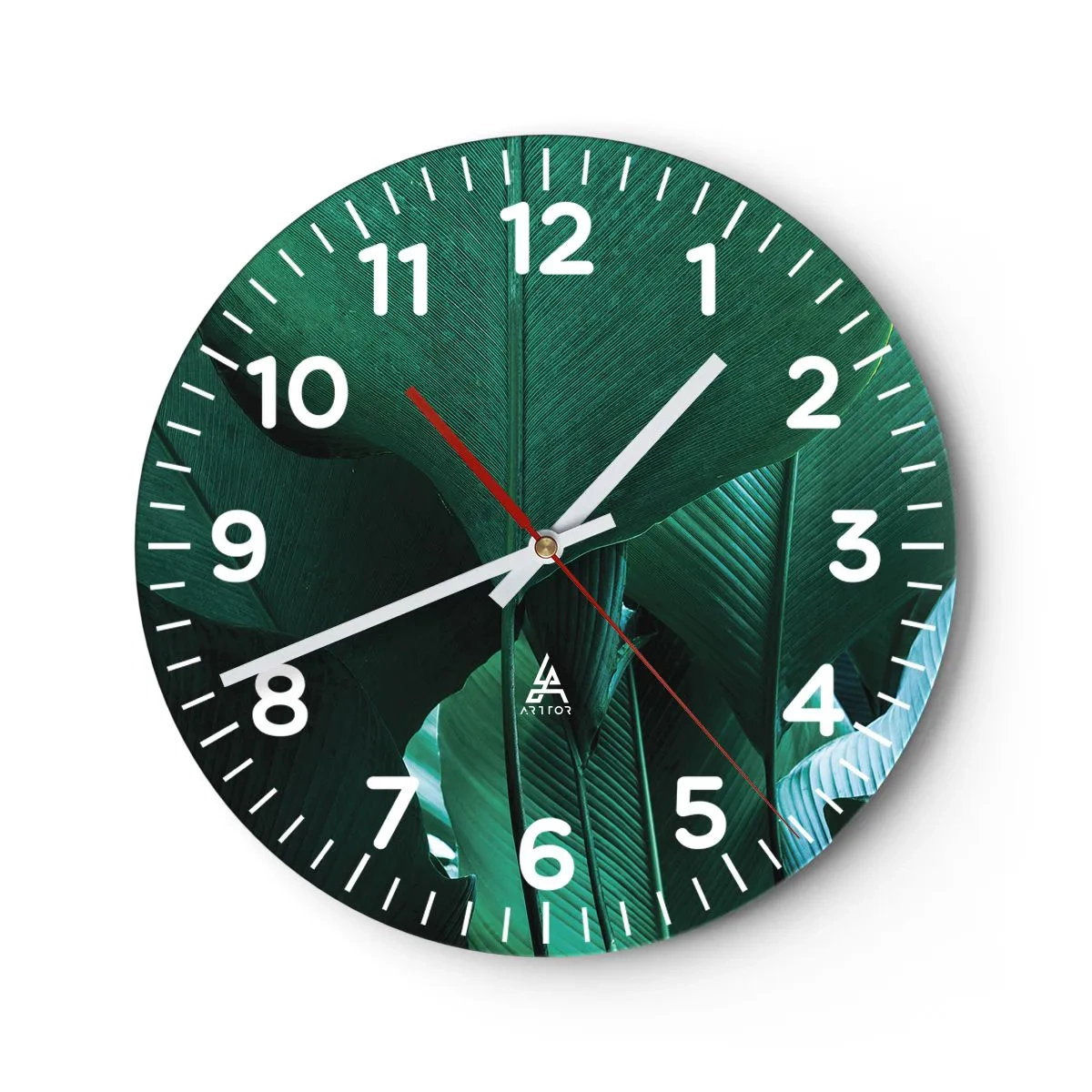 Ceas de perete - Ceas pe sticlă - Cu frunza la lumină - 30x30 cm