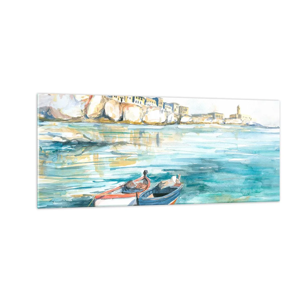Tablou pe sticlă - Peisaj în azur - 100x40 cm