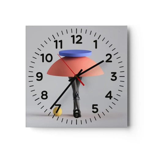 Ceas de perete - Ceas pe sticlă - Compoziție suprarealistă - 30x30 cm