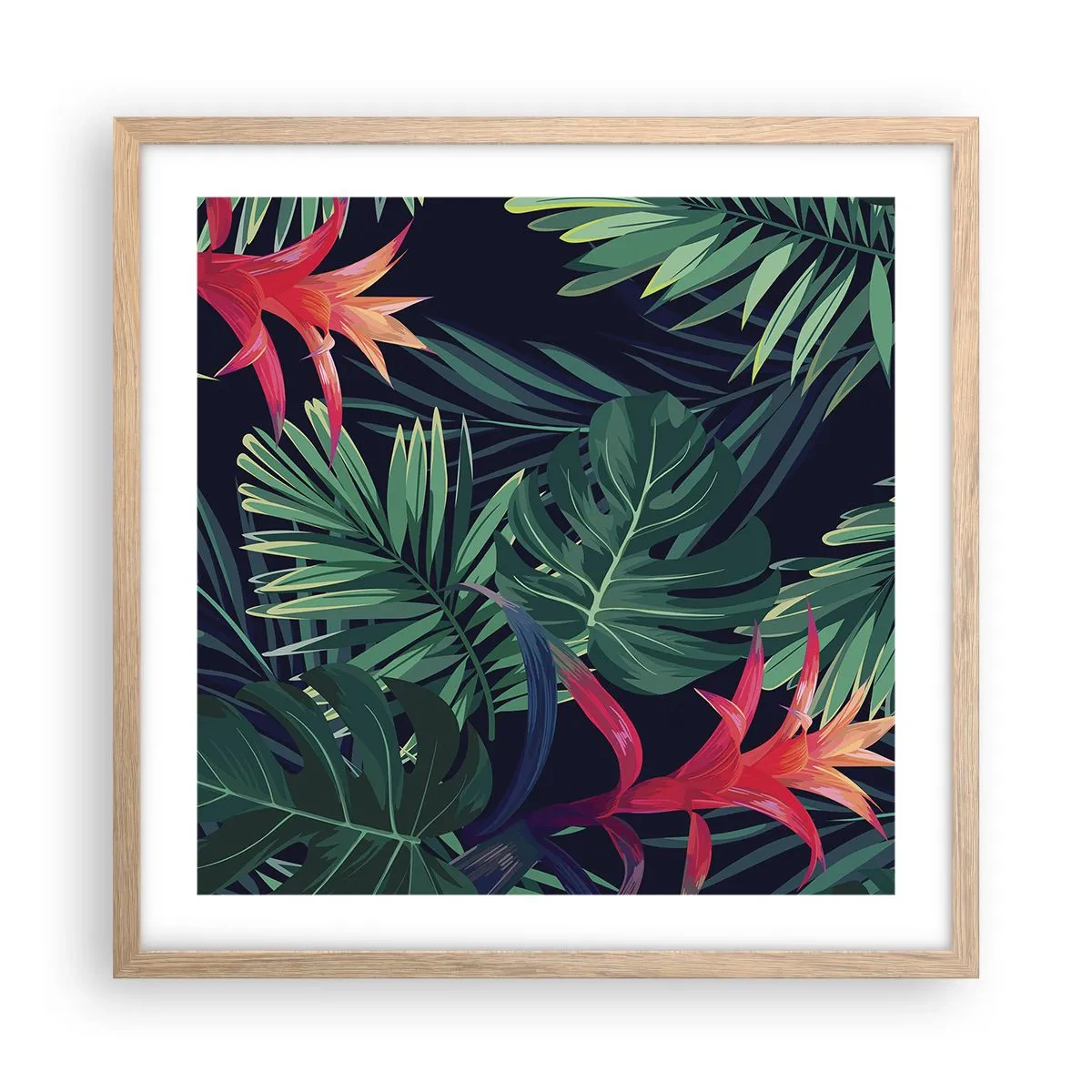 Poster în ramă de stejar deschis - Flacăra verde - 50x50 cm