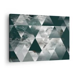 Tablou pe pânză Canvas - Model geometric cu motiv ondulat în nuanțe de verde - 70x50cm - O perspectivă de cristal - Decorațiune modernă pentru perete pentru living și dormitor ARTTOR