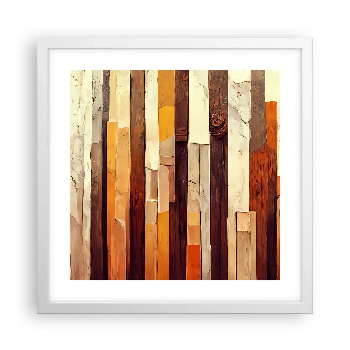 Poster în ramă albă - Imnul copacilor din pădure - 40x40 cm