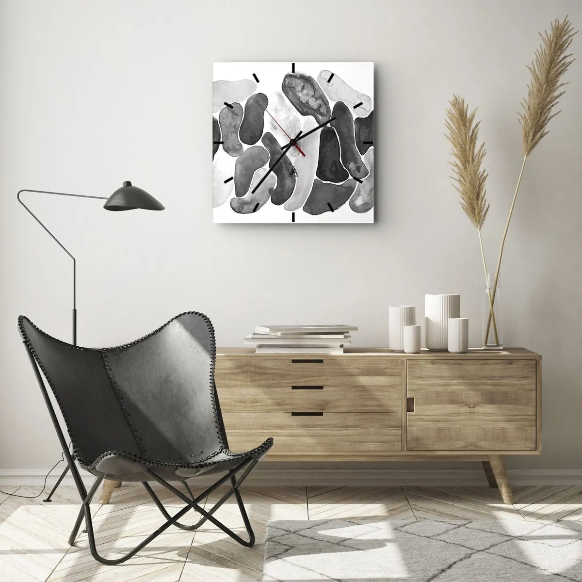 Ceas de perete - Ceas pe sticlă - Abstracție pietroasă - 40x40 cm