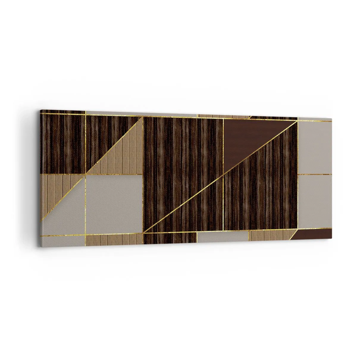 Tablou pe pânză - Un mozaic de maro și auriu - 100x40 cm