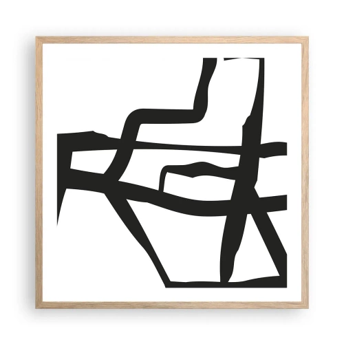 Poster în ramă de stejar deschis - Construcție în alb și negru - 60x60 cm